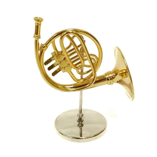 Miniature Gold Colored French Horn Decoration