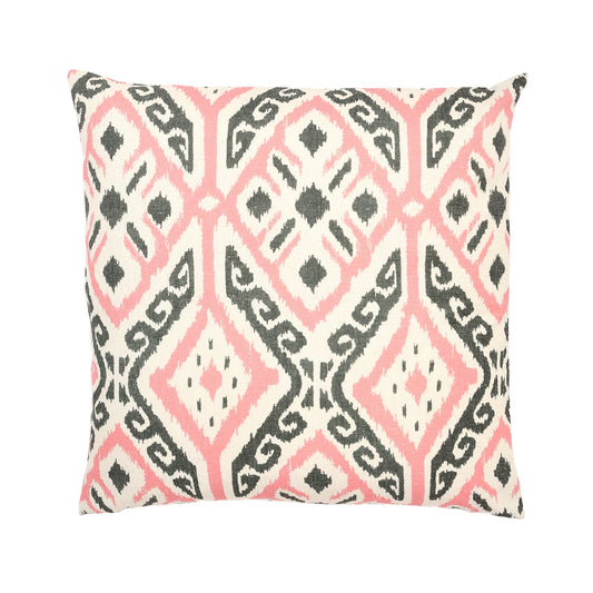 Gray And Pink Pattern On White With Polyester Insert Pillow