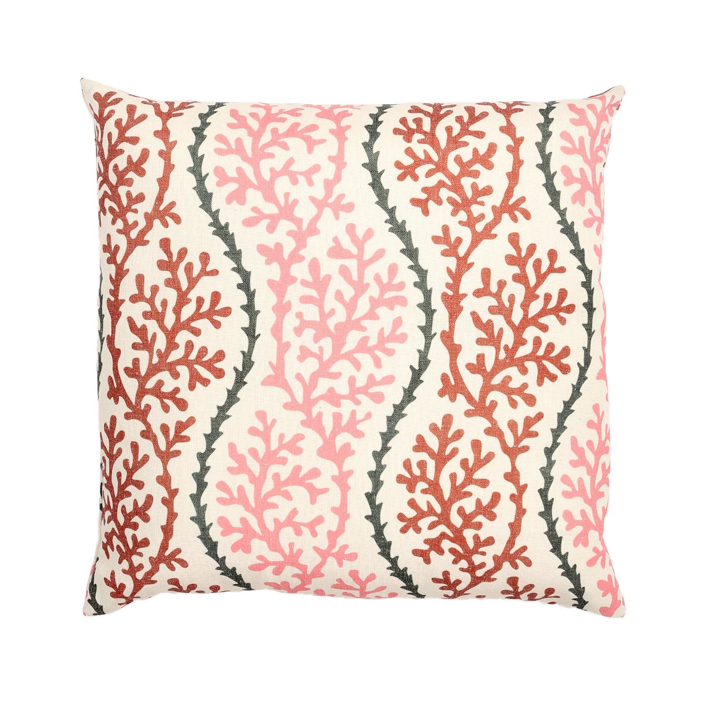 Pink And Brown Coral Pattern With Polyester Insert Pillow