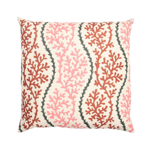 Pink And Brown Coral Pattern With Polyester Insert Pillow