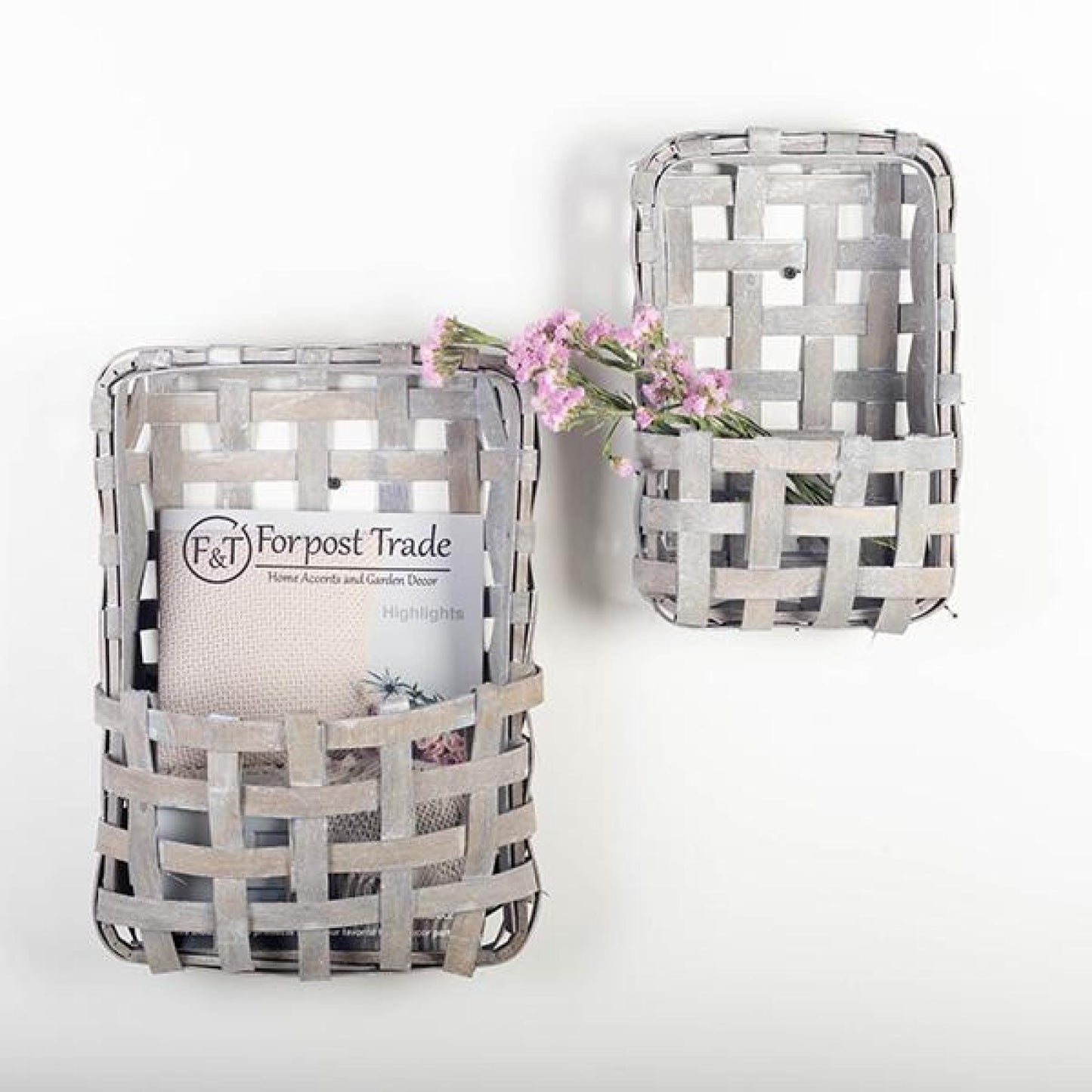 Washed Gray Hanging Willow Wall Baskets