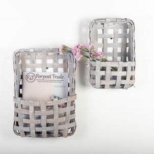 Washed Gray Hanging Willow Wall Baskets