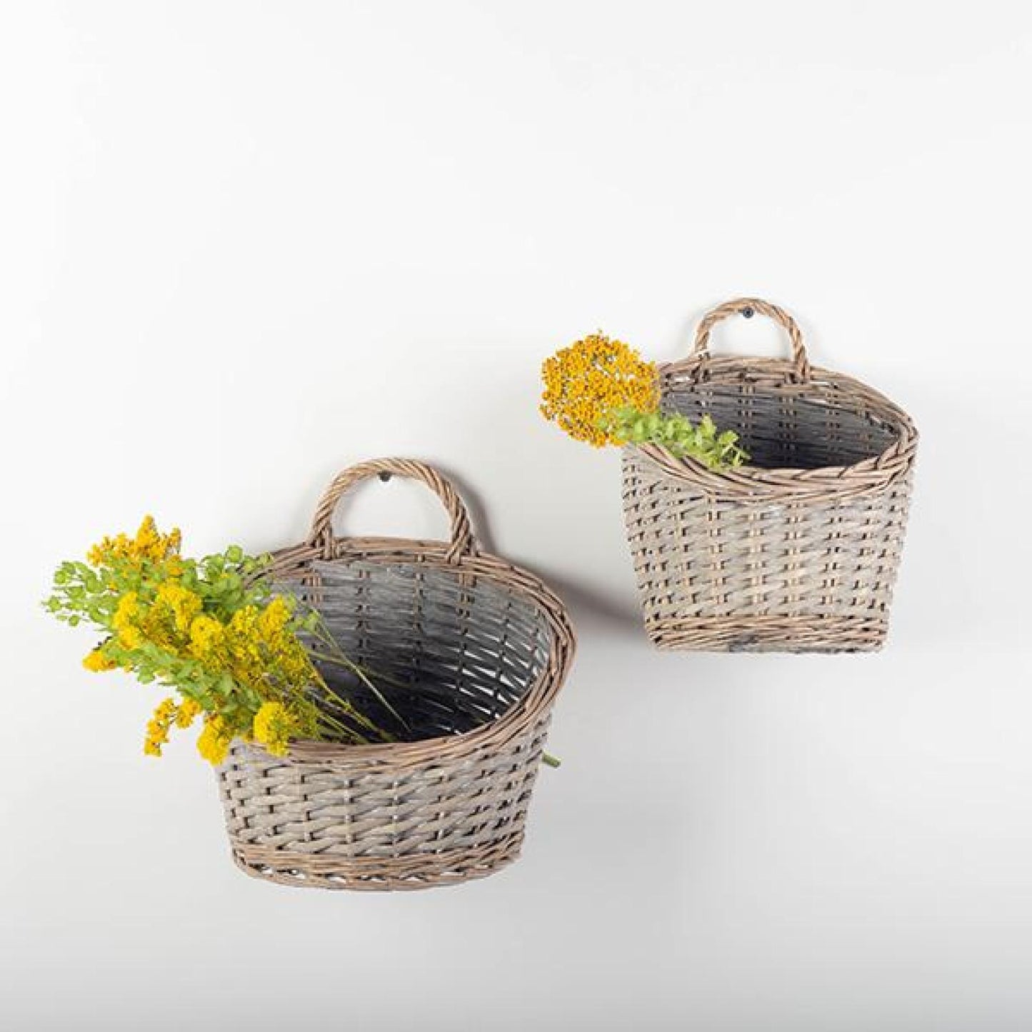 Set Of 2 Round Handled Willow Baskets