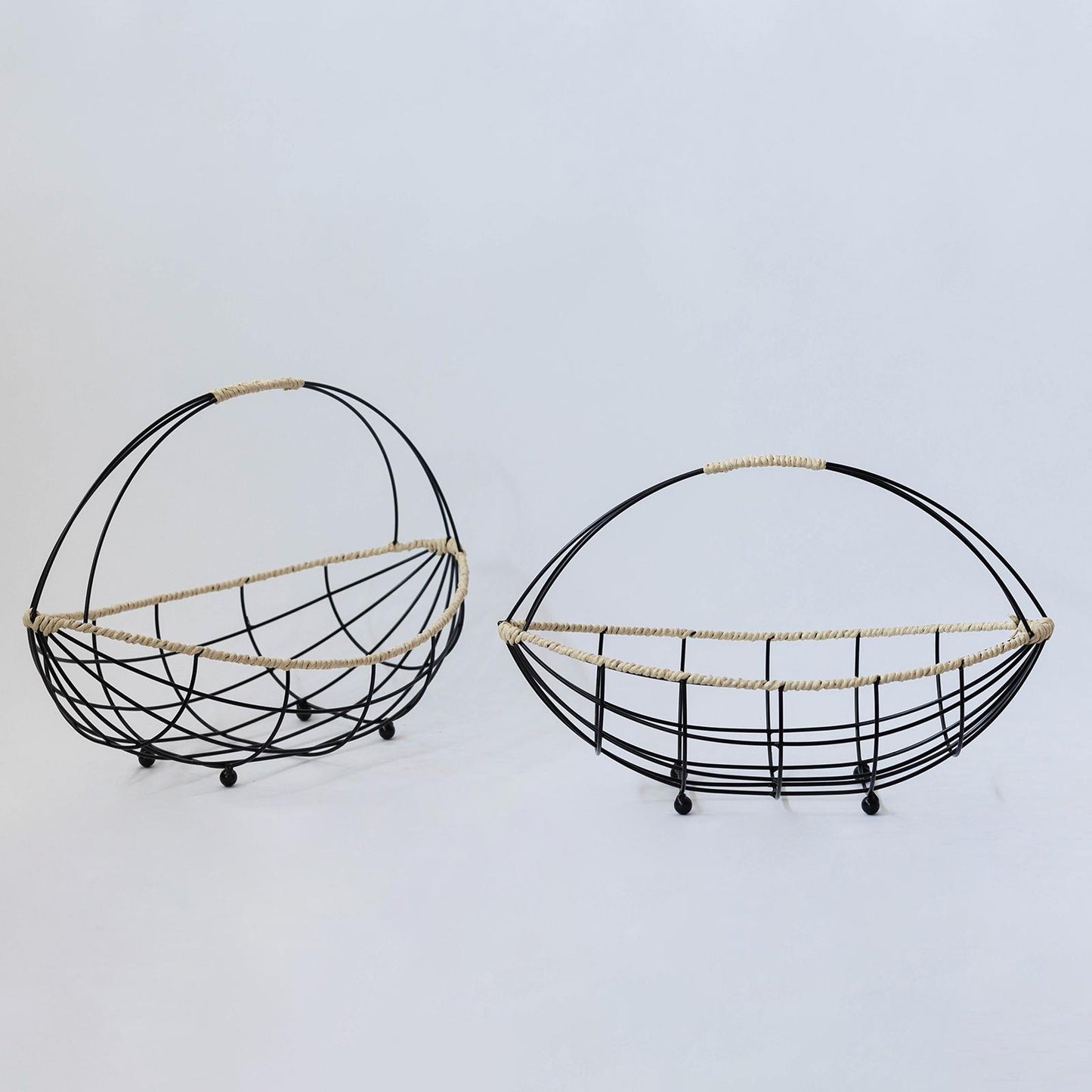 Set Of 2 Metal With Paper Mache Accents Baskets