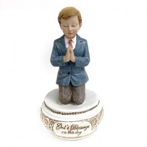 God'S Blessings On This Day- 1St Communion Praying Boy Figurine