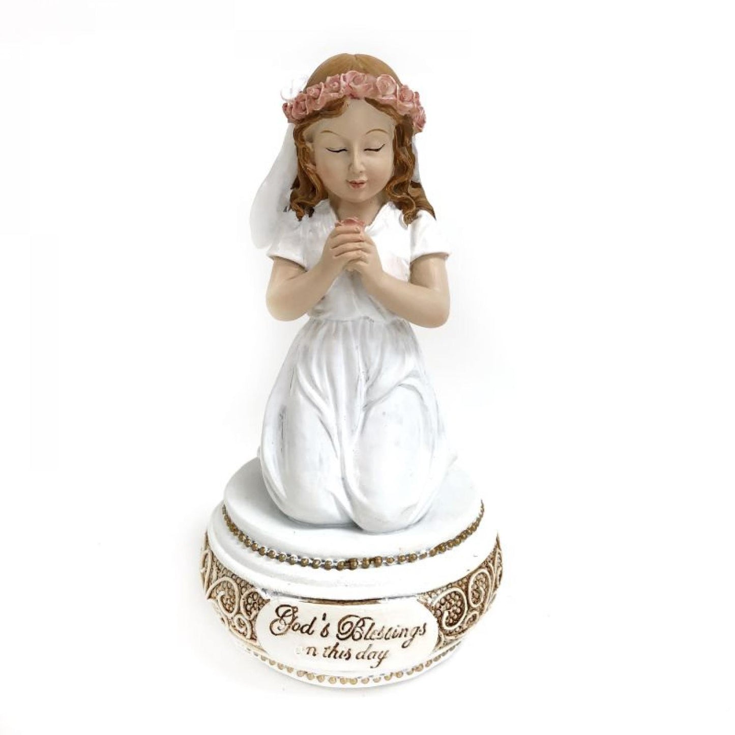 God'S Blessings On This Day- 1St Communion Praying Girl Figurine