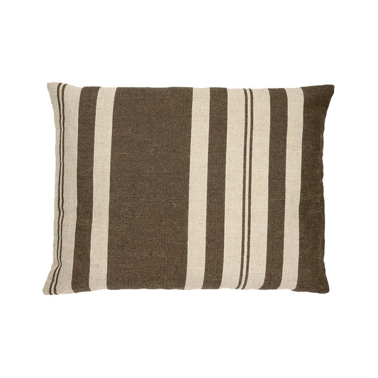 Dark Brown Stripe With Feather Down Insert Lumbar Pillow