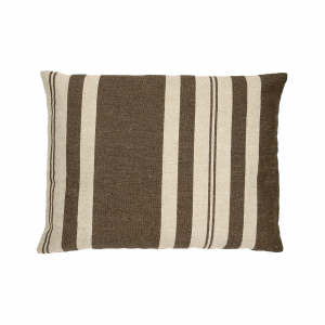 Dark Brown Stripe With Feather Down Insert Lumbar Pillow