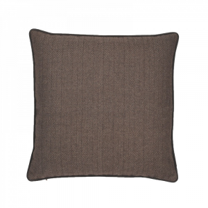 Dark Brown Herringbone Texture With Pu Pipingwith Featherdown Insert Pillow