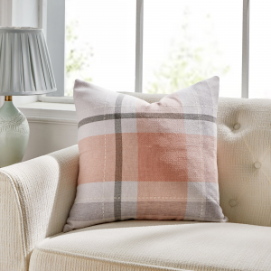 Manhattan Pink And Gray Check With Feather Down Insert Pillow