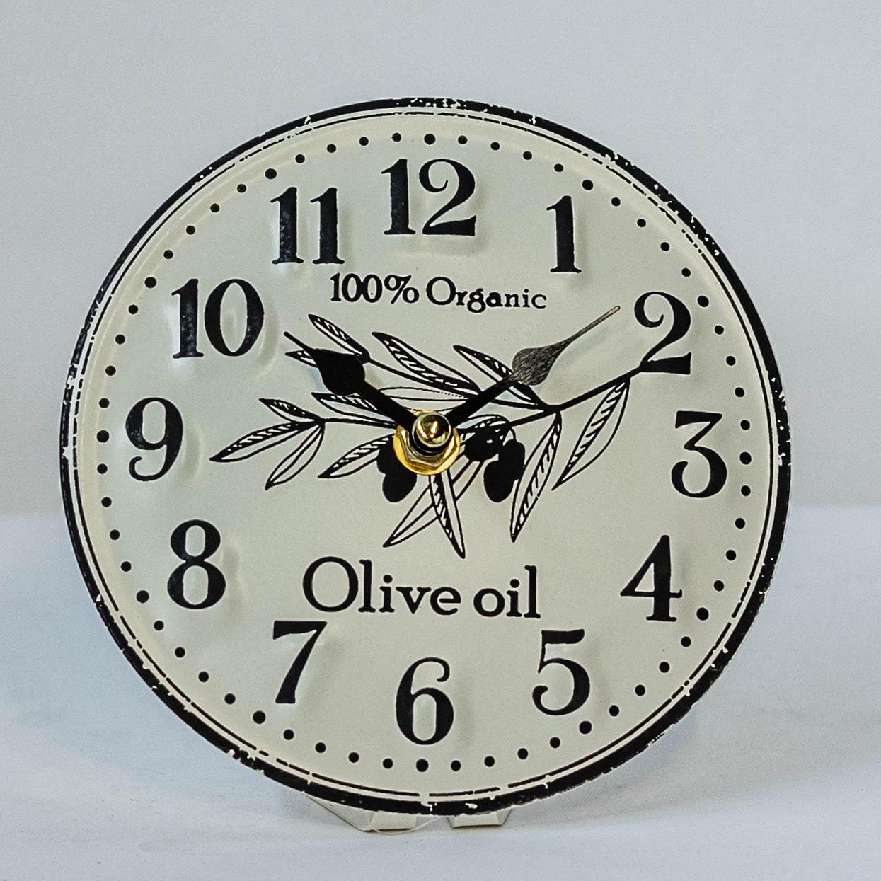 Antique White And Black Olive Oil Table Clock