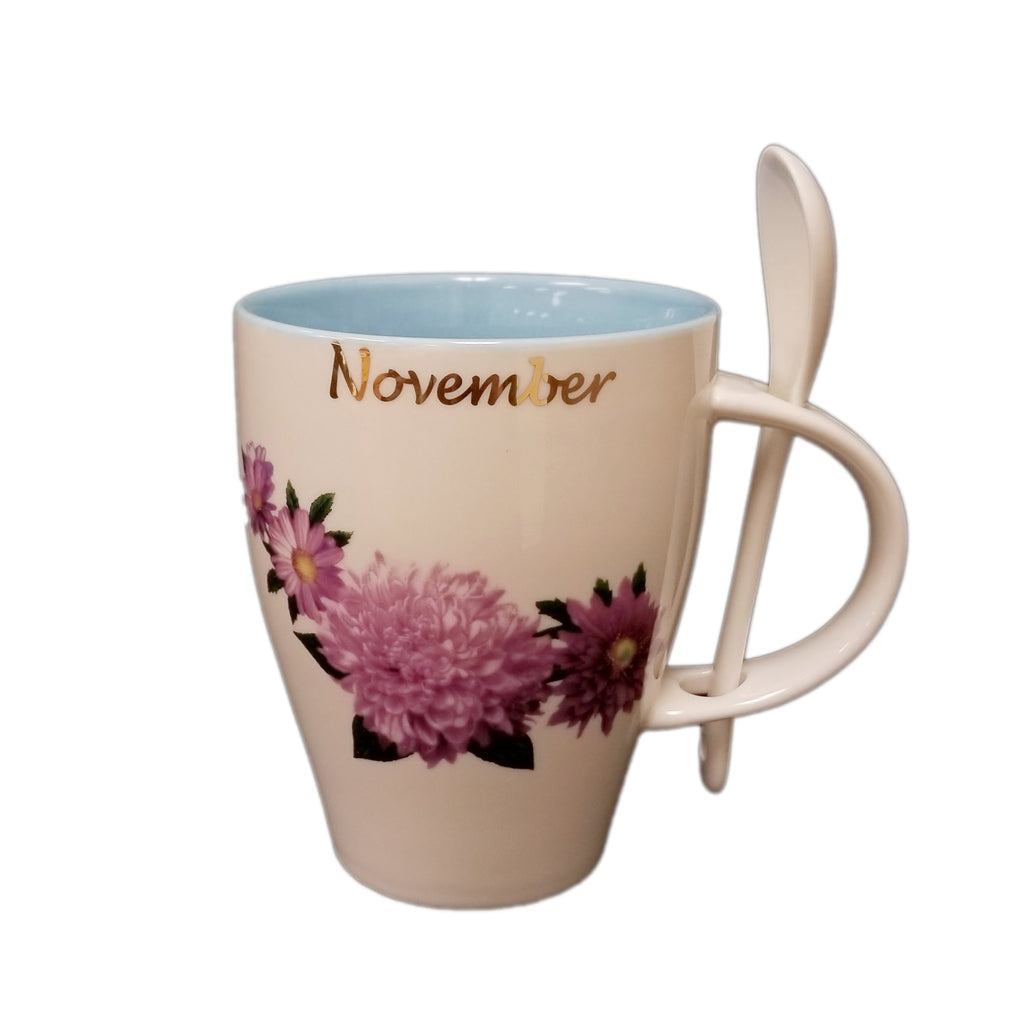 November Chrysanthemum Mug And Spoon