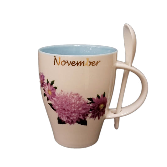 November Chrysanthemum Mug And Spoon