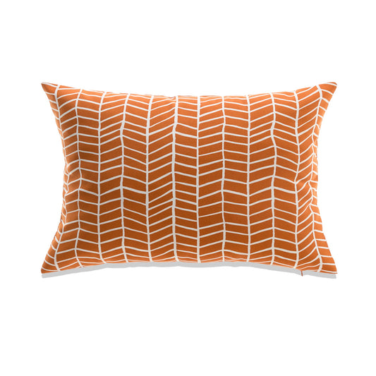 Orange And White Herringbone Pattern With Poly Insert Pillow