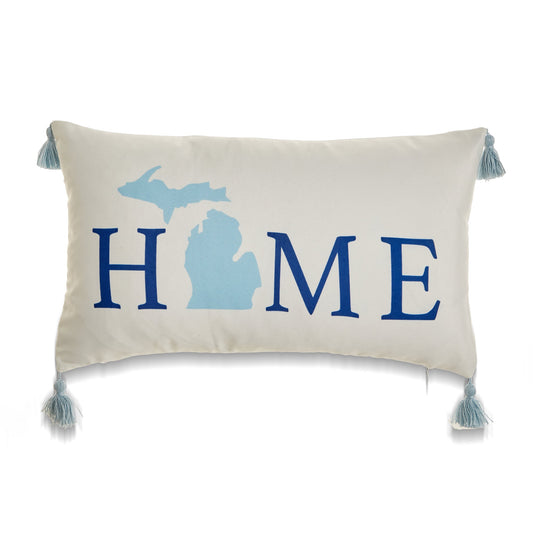 Home With Map Shaped O, Tassels And Poly Insert Pillow