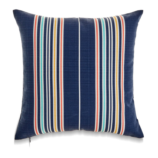 Square Navy Blue French Stripe With Poly Insert Pillow