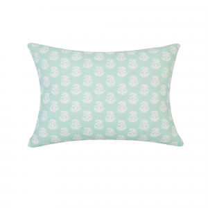 Green With White Flowers And Feather Down Insert Pillow