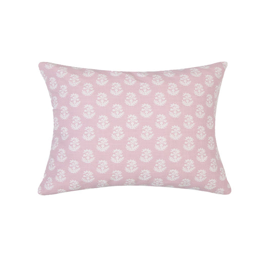 Dusty Pink With White Flowers And Feather Down Insert Pillow