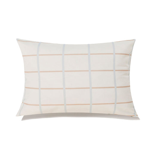 Edward Blue And Beige Checks With Feather Down Insert Pillow