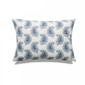 Navy Blue And White Paisley Print With Feather Down Insert Pillow