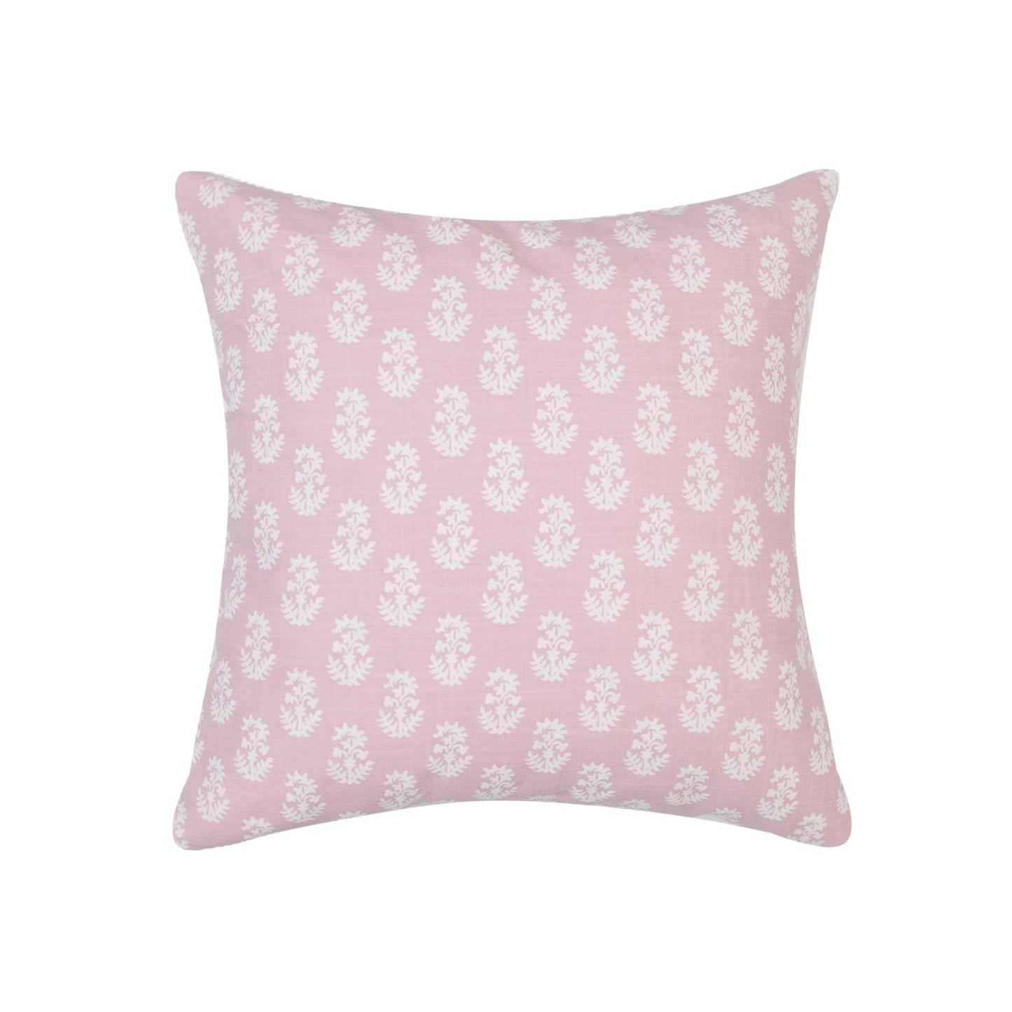 Square Dusty Pink With White Flowers And Feather Down Insert Pillow