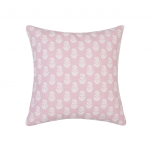 Square Dusty Pink With White Flowers And Feather Down Insert Pillow