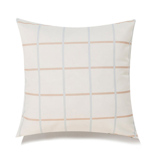 Blue And Beige Checks With Featherdown Insert Pillow