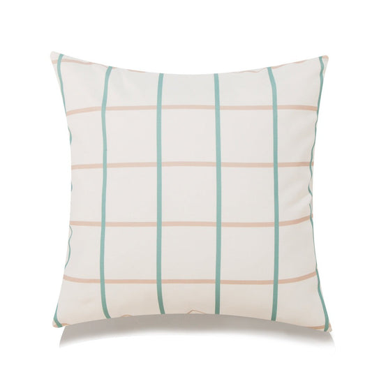 Green And Beige Checks With Featherdown Insert Pillow