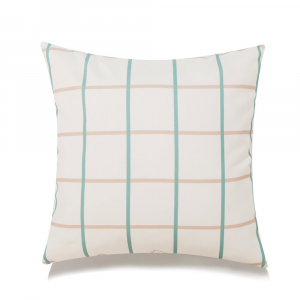 Green And Beige Checks With Featherdown Insert Pillow