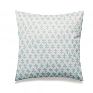 Blue Oak Leaves On White With Featherdown Insert Pillow