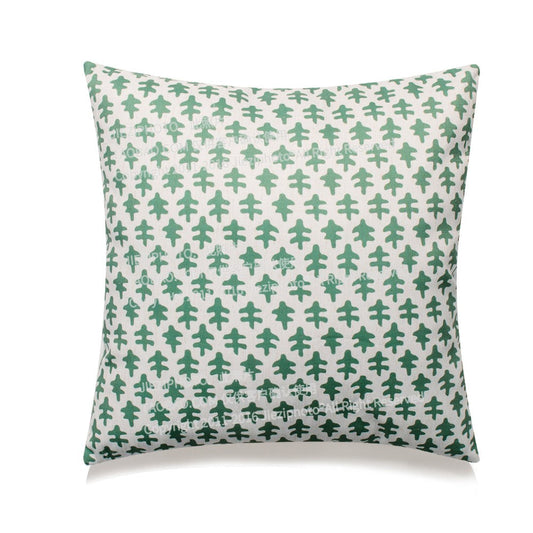 Green Oak Leaves On White With Featherdown Insert Pillow