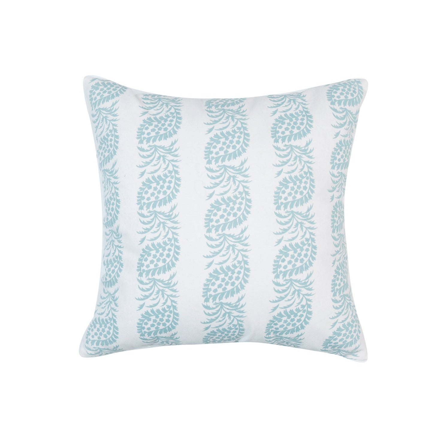 White With Blue Block Pattern And Feather Down Insert Pillow