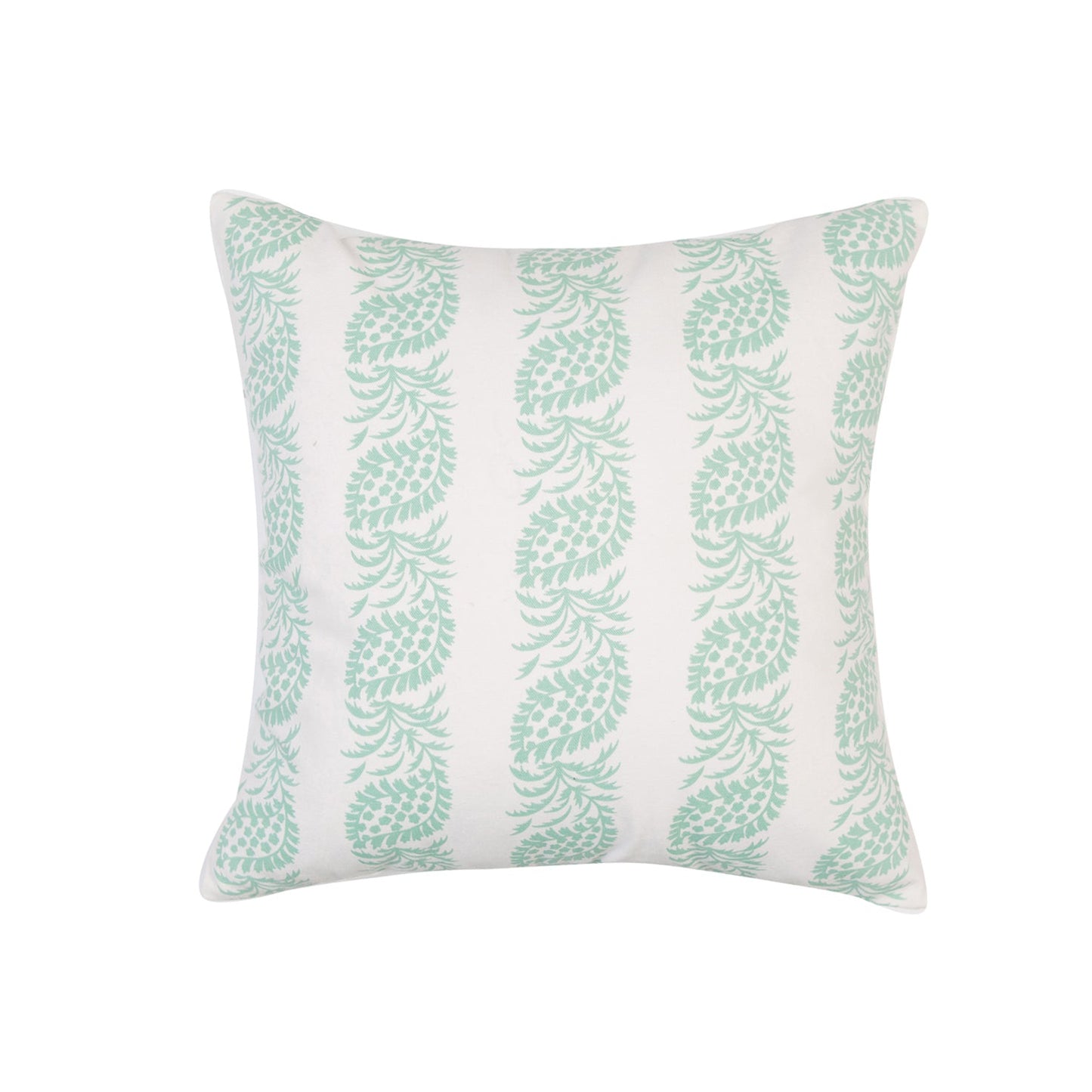 White With Mint Green Block Pattern And Feather Down Insert Pillow