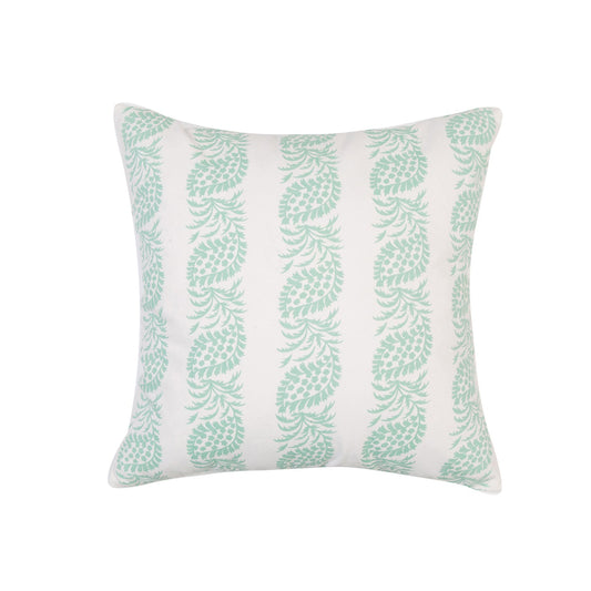 White With Mint Green Block Pattern And Feather Down Insert Pillow