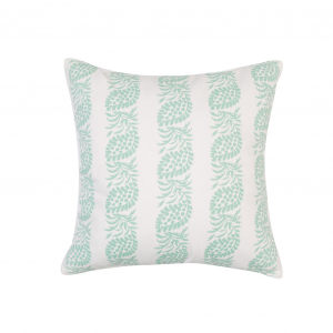 White With Mint Green Block Pattern And Feather Down Insert Pillow