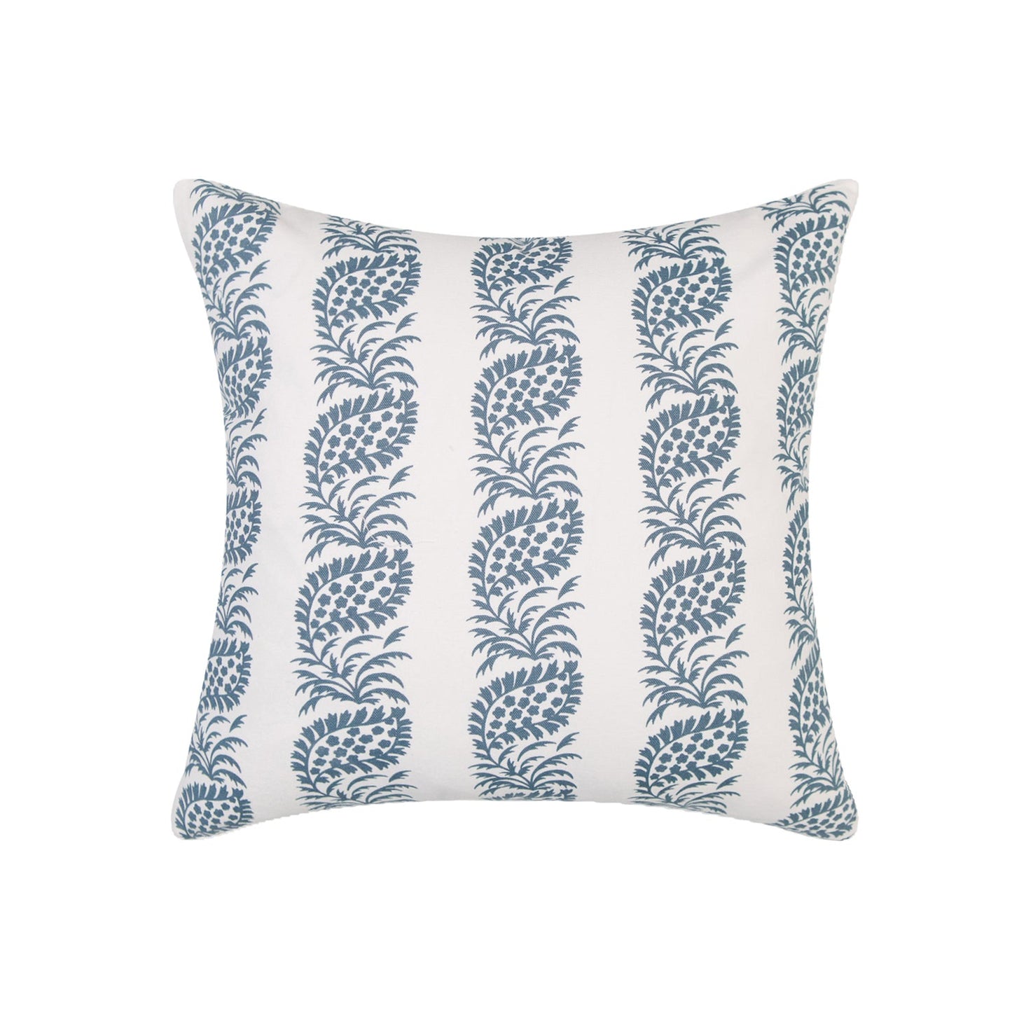 White With Navy Blue Block Pattern And Feather Down Insert Pillow