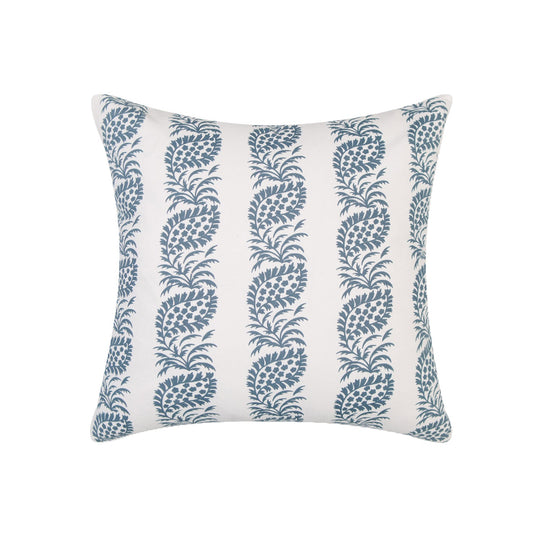 White With Navy Blue Block Pattern And Feather Down Insert Pillow