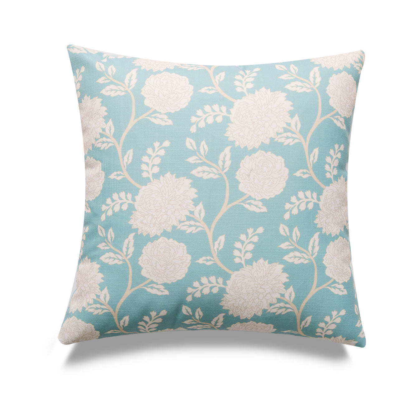 Square Blue With White Peonies And Featherdown Insert Pillow