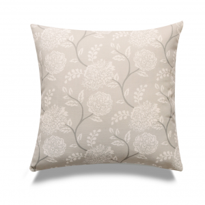 Square Greige With White Peonies And Featherdown Insert Pillow