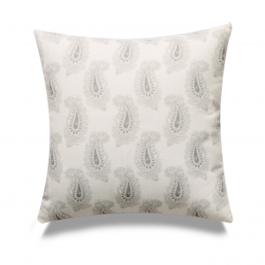 Square Greige With White Paisley Print And Featherdown Insert Pillow