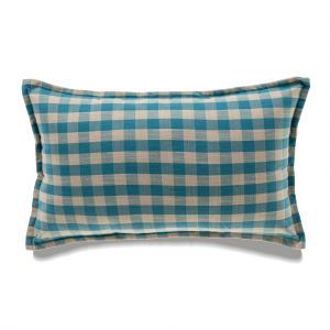 Blue And Beige Buffalo Check With Feather Down Insert Pillow