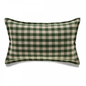 Green And Beige Buffalo Check With Feather Down Insert Pillow