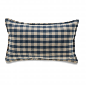 Indigo And Beige Buffalo Check With Feather Down Insert Pillow