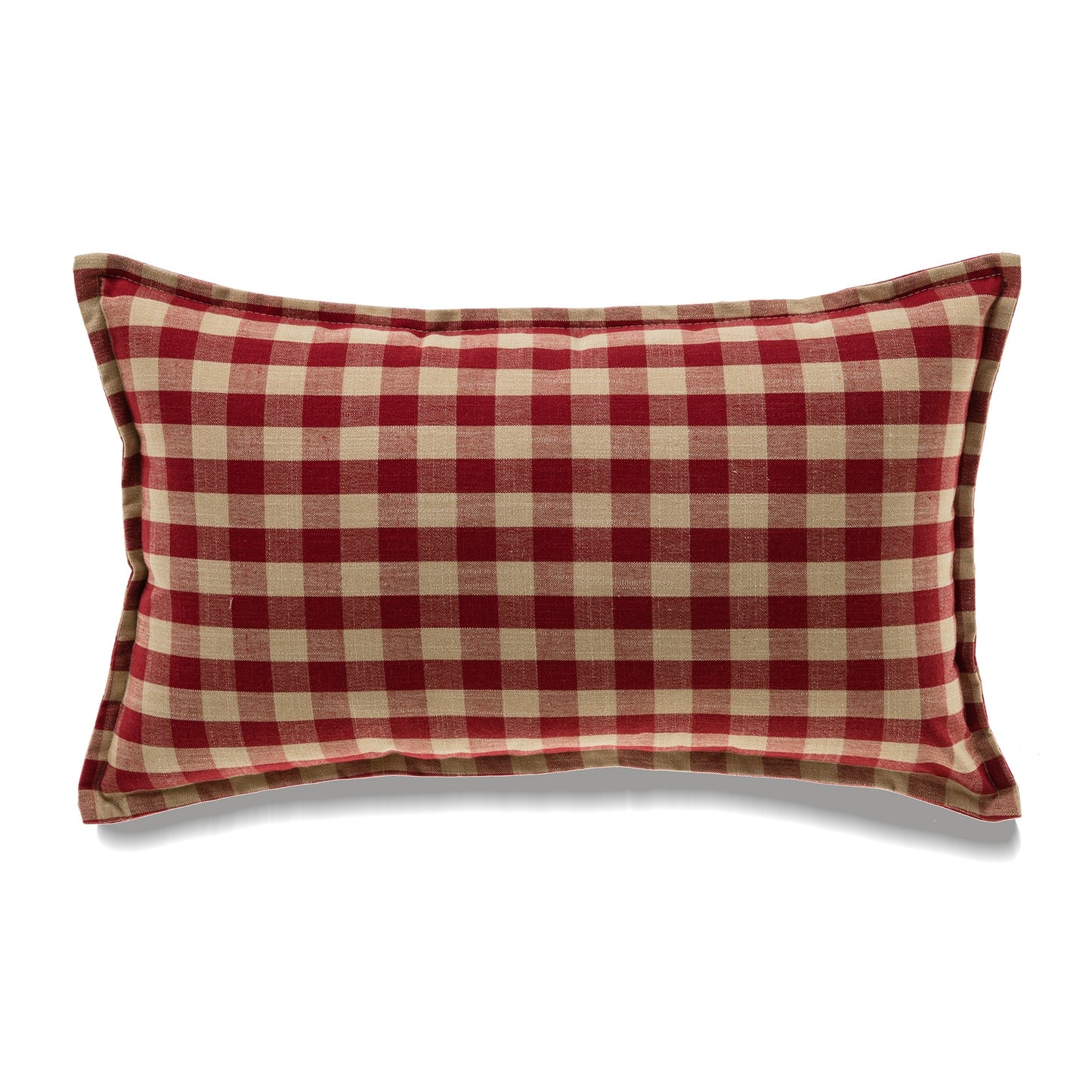 Red And Beige Buffalo Check With Feather Down Insert Pillow