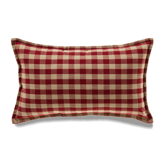 Red And Beige Buffalo Check With Feather Down Insert Pillow