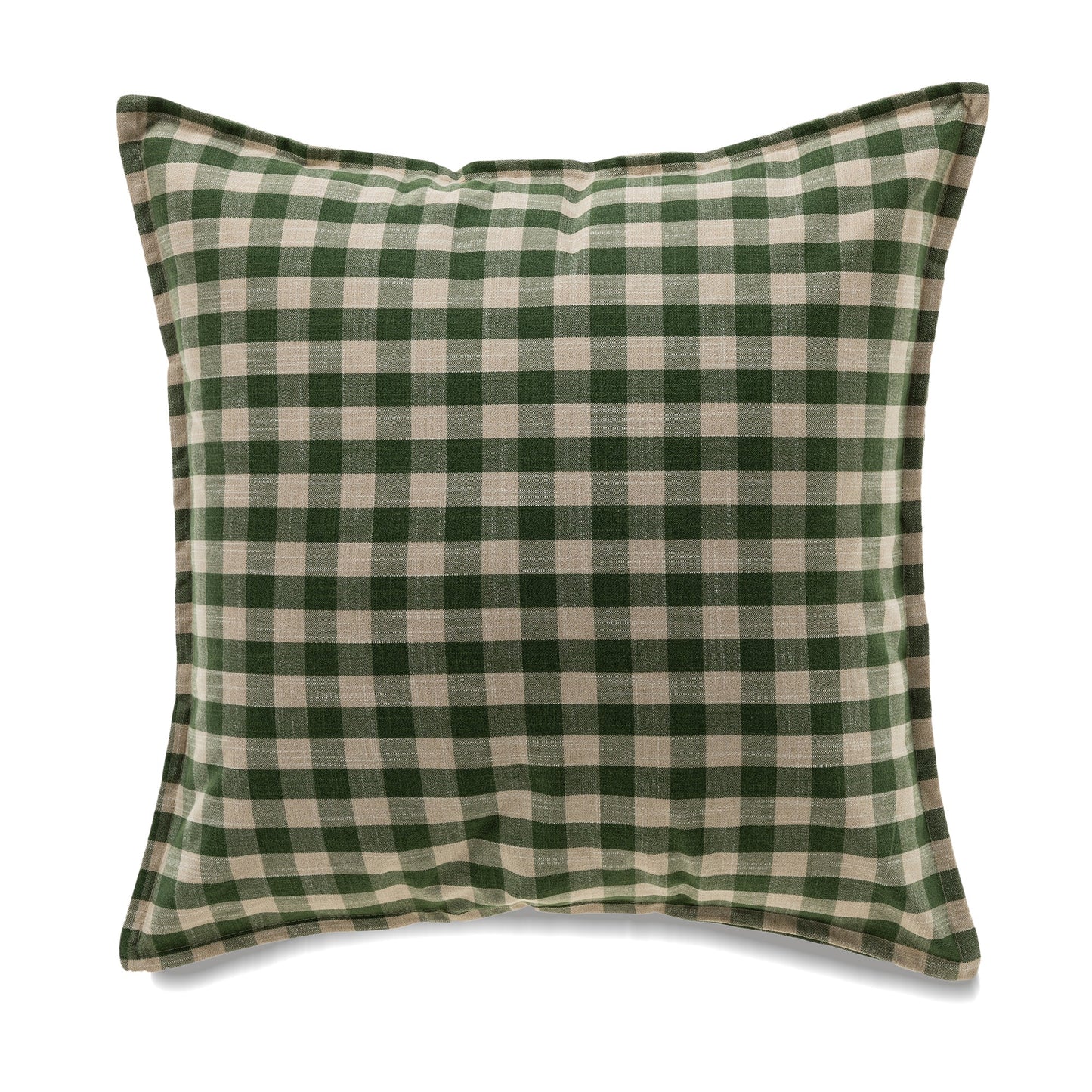 Square Green And Beige Buffalo Check With Feather Down Insert Pillow