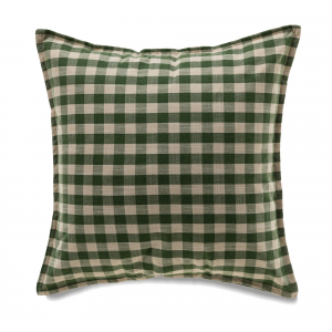 Square Green And Beige Buffalo Check With Feather Down Insert Pillow