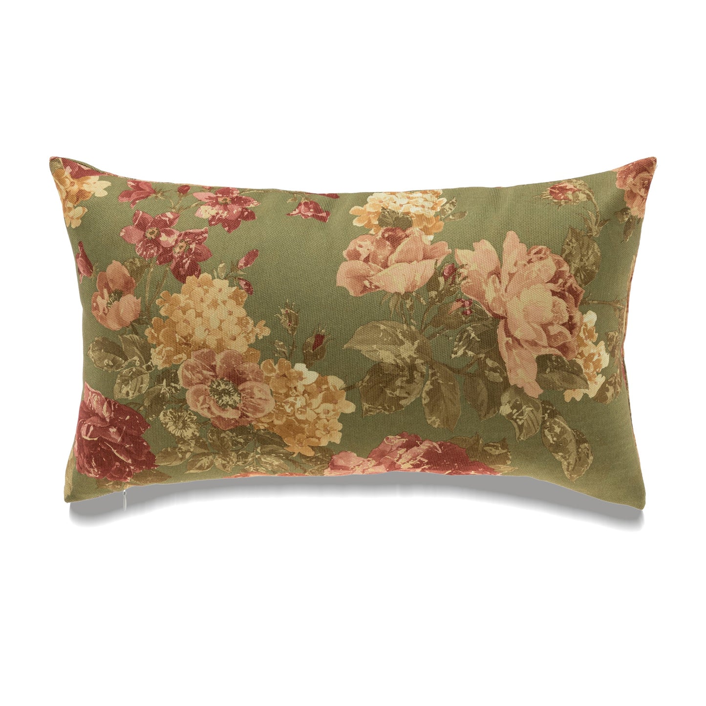 Florals On Green With Microgel Feather-Like Insert Pillow