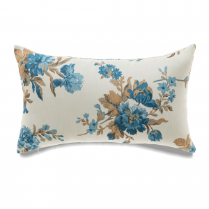 Blue And Brown Florals On Ivory With Feather Down Insert Pillow