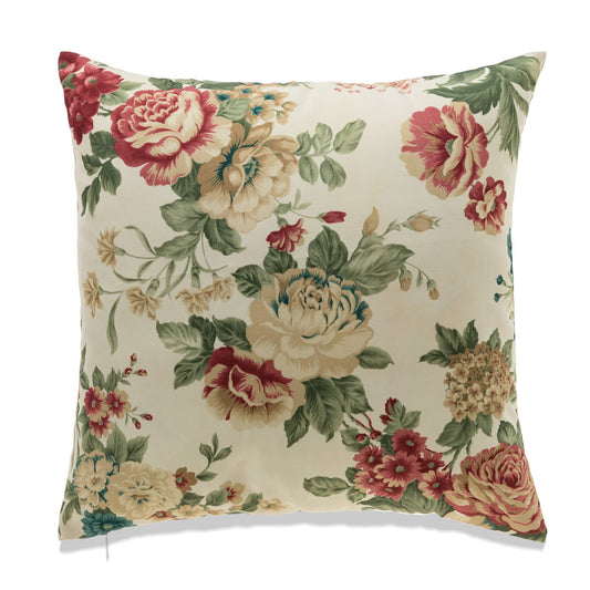 Square Florals On Ivory With Feather Down Insert Pillow